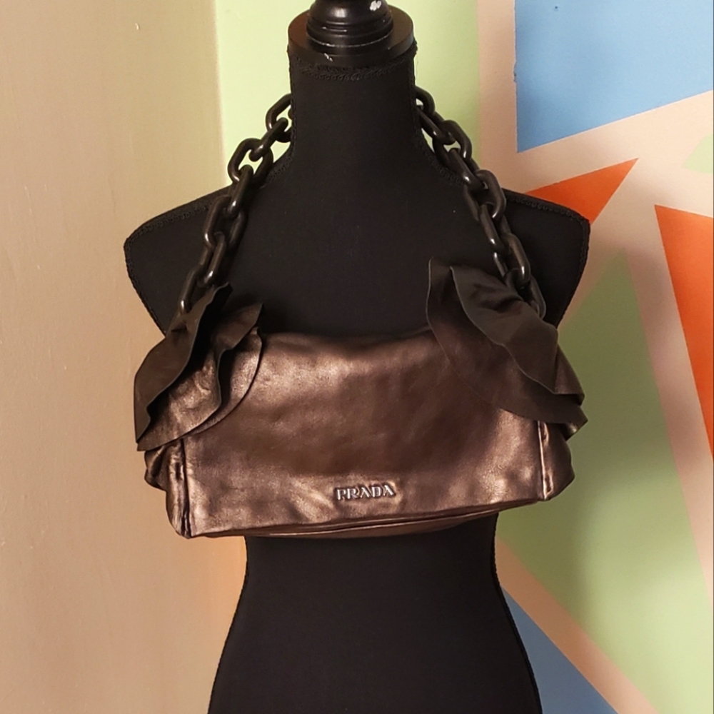 PRADA Small Ruffle Sides Handbag
